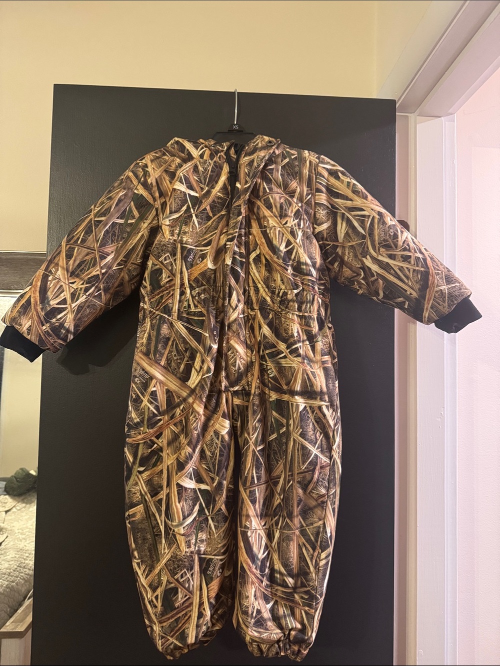 Kids Brown Trail Crest Camo One-Piece Pajama Snowsuit